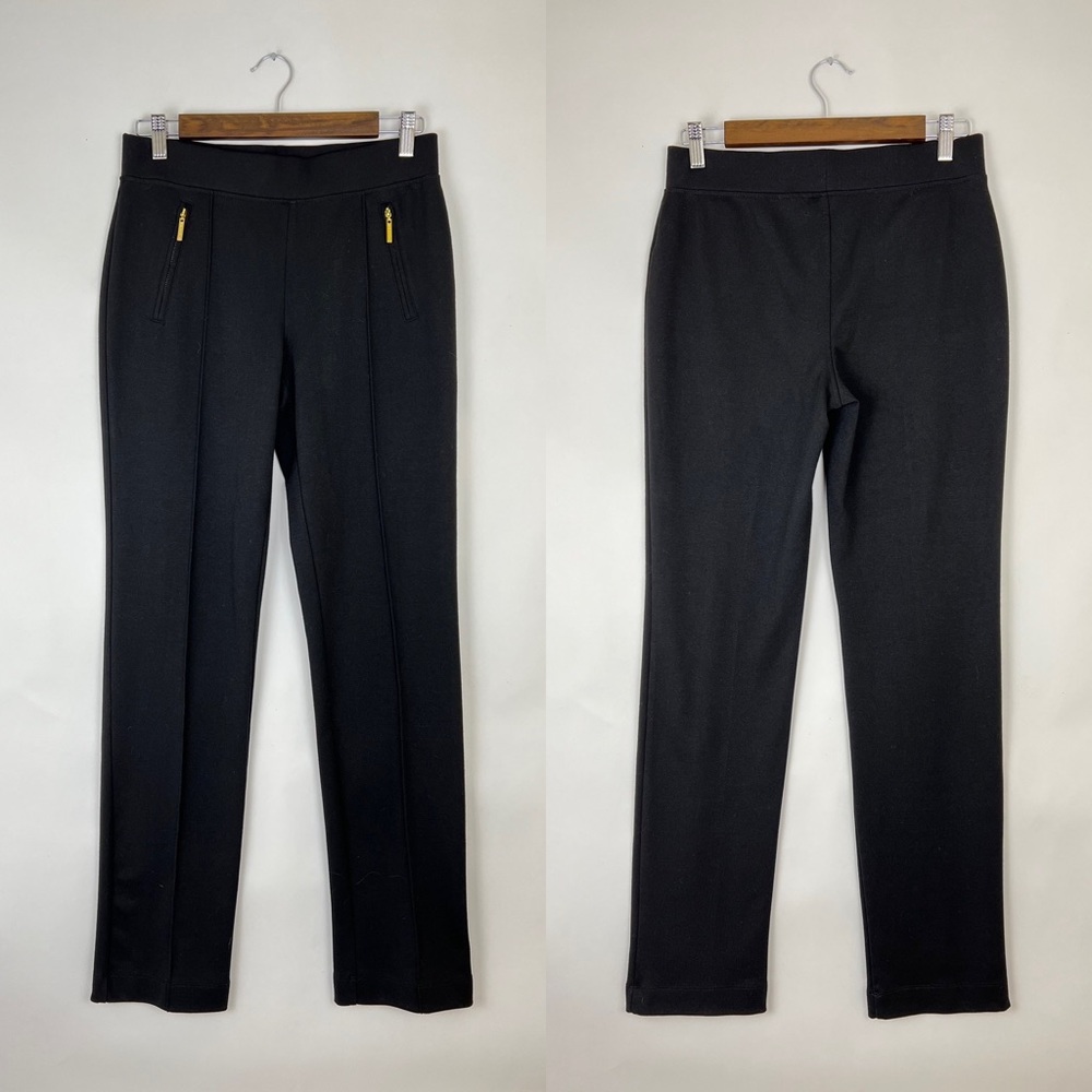DANA BUCHMAN signature women’s pants black with gold zipper detail 2